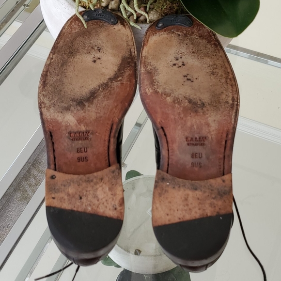 MEN'S BLACK LEATHER BALLY SAILOR SHOES ITALY - Picture 5 of 7